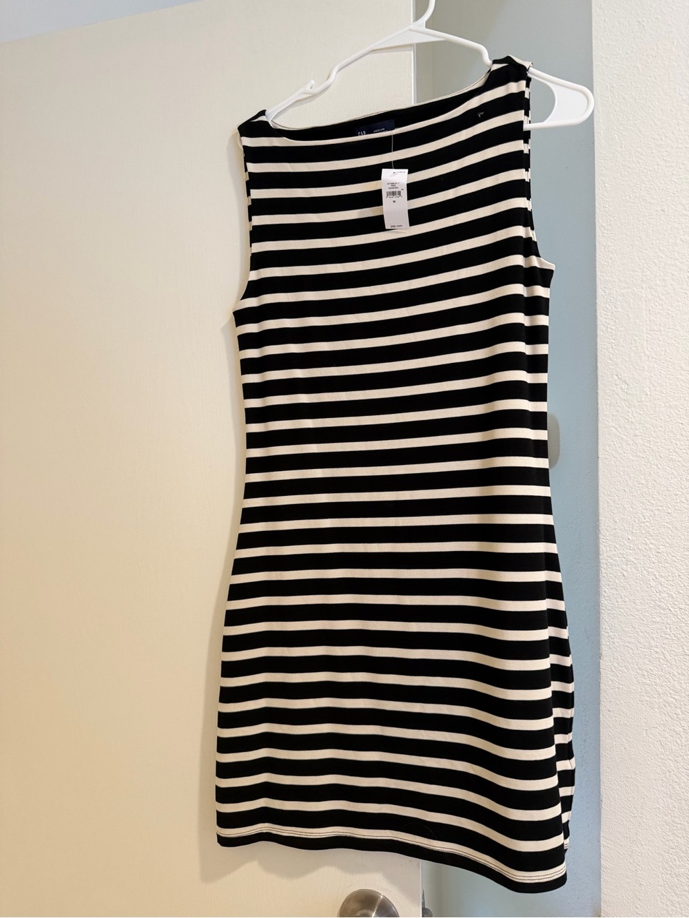 GAP Black and White Striped Sleeveless Mini Dress